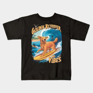 Golden Retriever Surfing Paradise Kids T-Shirt